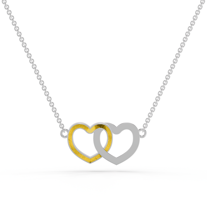 Always With Me Two Hearts Interlocking Necklace with Chain  (AWM-N2)