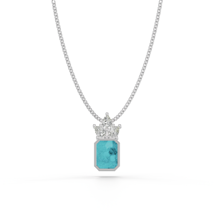 Always With Me Emerald Necklace with Pear Style Zircons and Chain  (AWM-N5)