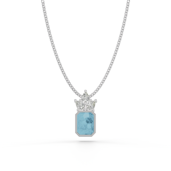 Always With Me Emerald Necklace with Pear Style Zircons and Chain  (AWM-N5)