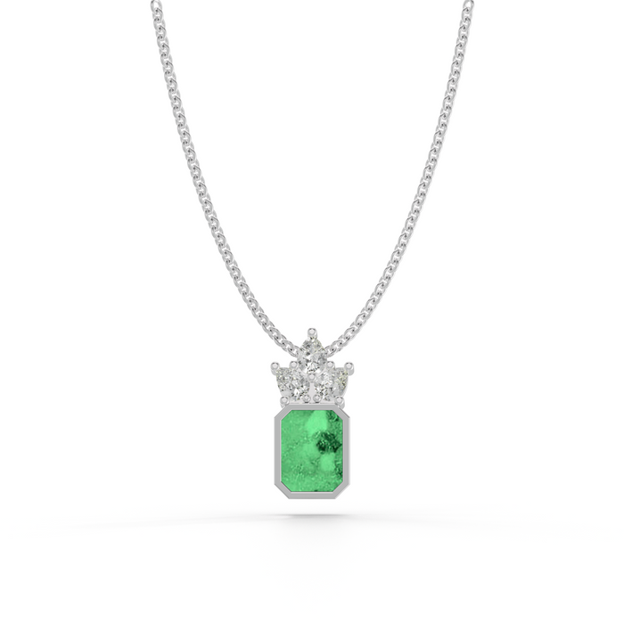 Always With Me Emerald Necklace with Pear Style Zircons and Chain  (AWM-N5)