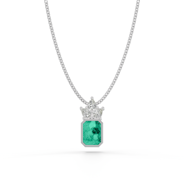 Always With Me Emerald Necklace with Pear Style Zircons and Chain  (AWM-N5)
