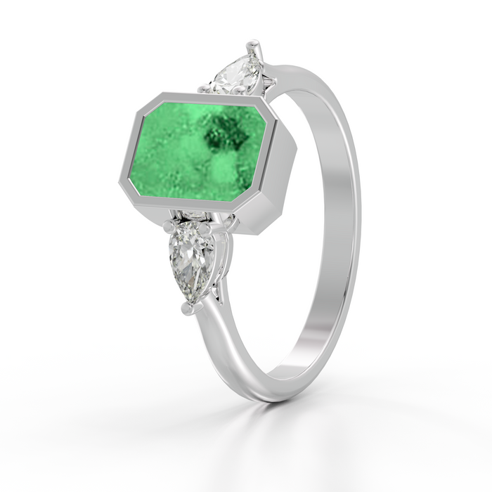 Always With Me Emerald Cut Ring with Zircons  (AWM-R10S)