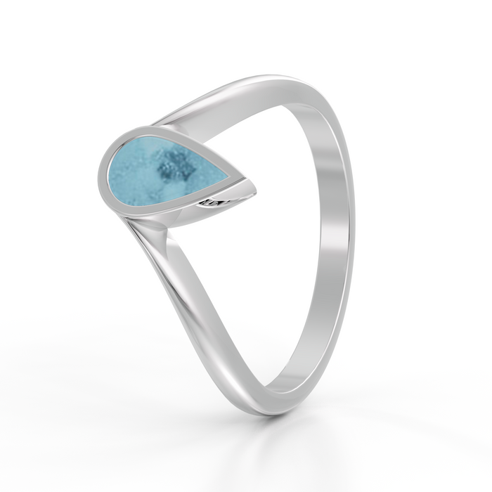 Always With Me Tear Drop Ashes Ring with V Shaped Band (AWM-R3)