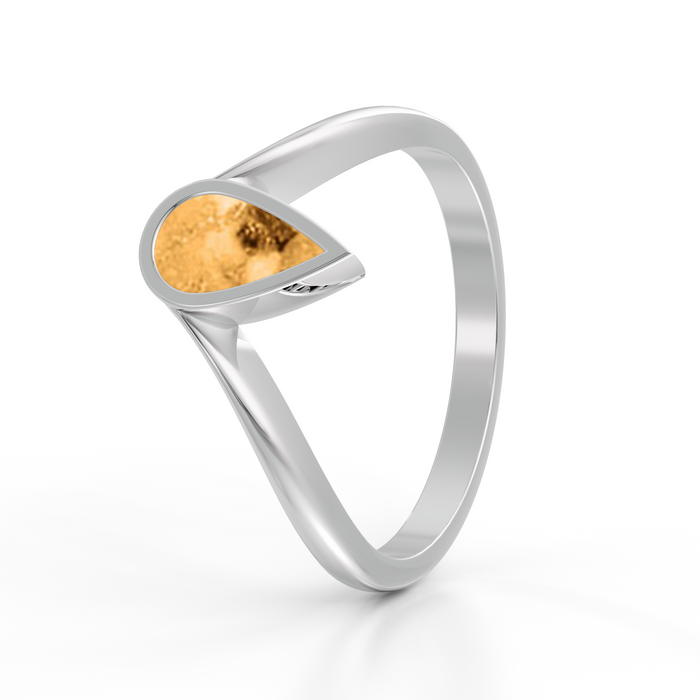 Always With Me Tear Drop Ashes Ring with V Shaped Band (AWM-R3)