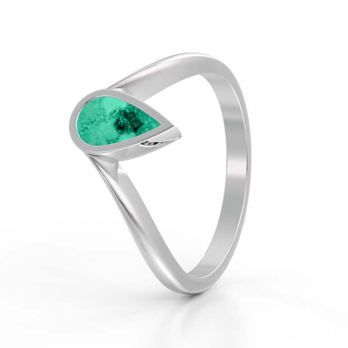 Always With Me Tear Drop Ashes Ring with V Shaped Band (AWM-R3)