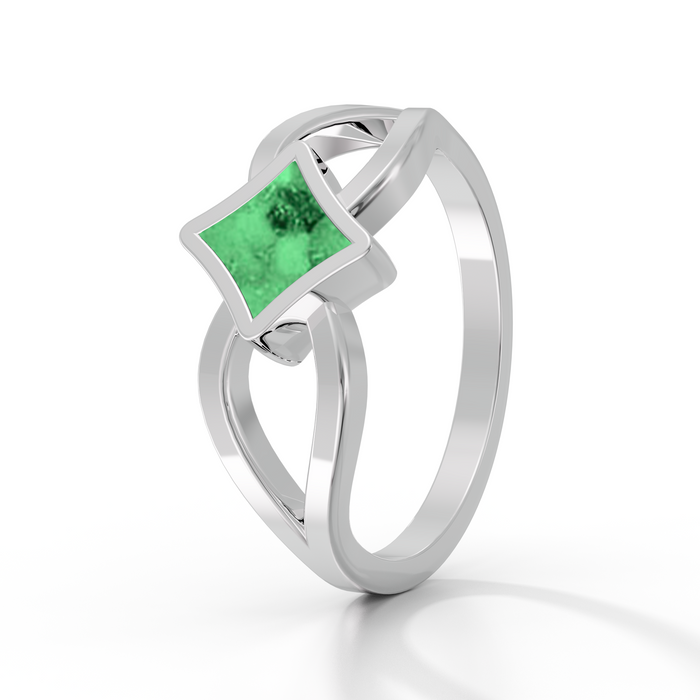 Always With Me Emerald Cut Ashes Ring with Zircons  (AWM-R8S)