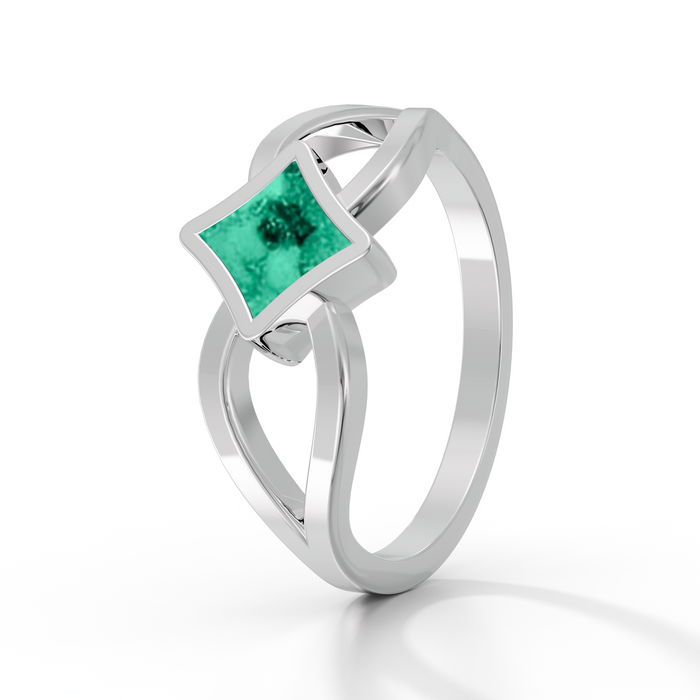 Always With Me Emerald Cut Ashes Ring with Zircons  (AWM-R8S)