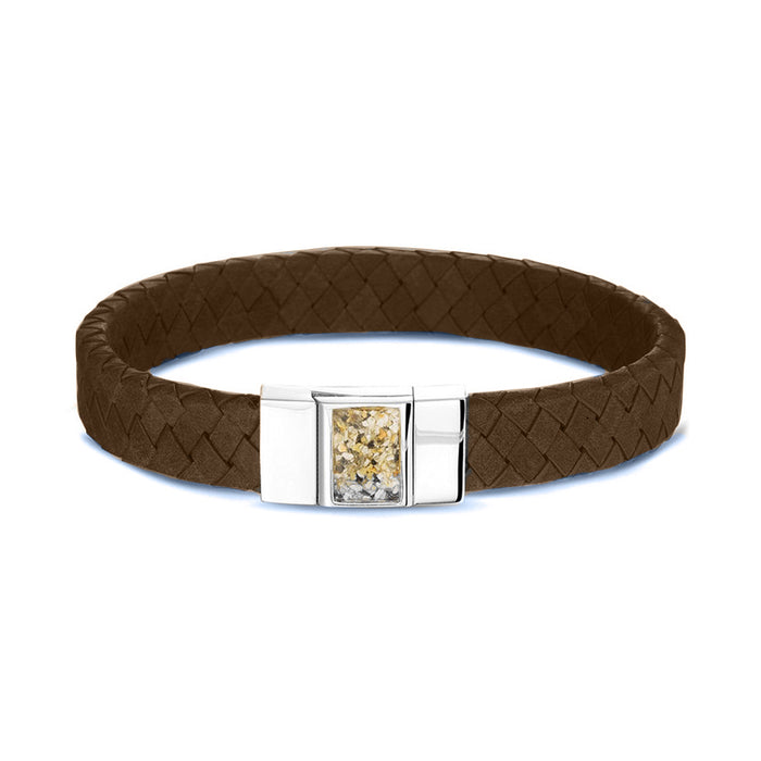See You Memorial Ashes Silver Bracelet with Leather Strap (BG008)