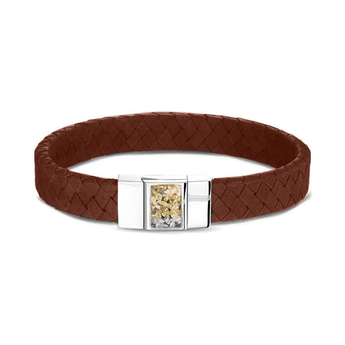 See You Memorial Ashes Silver Bracelet with Leather Strap (BG008)