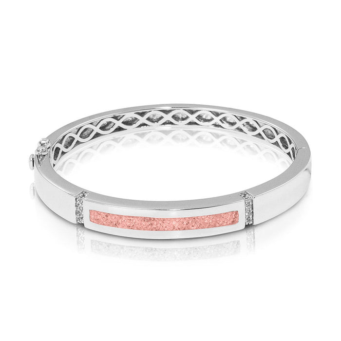 See You Memorial Ashes Silver Polished Groove Bracelet with Zircons (BL011)