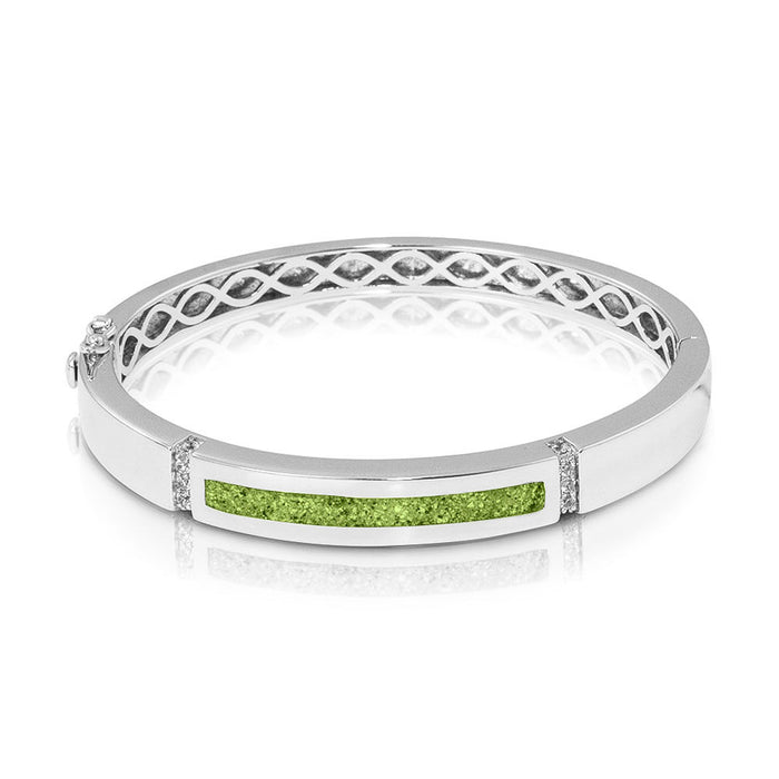 See You Memorial Ashes Silver Polished Groove Bracelet with Zircons (BL011)