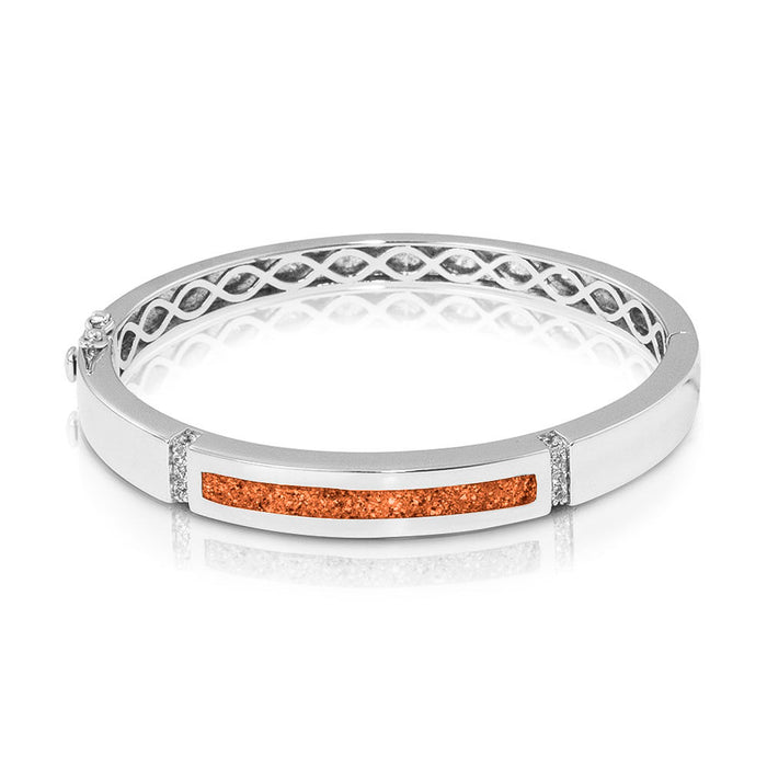 See You Memorial Ashes Silver Polished Groove Bracelet with Zircons (BL011)