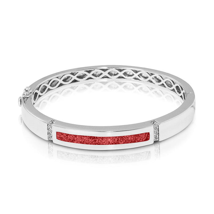 See You Memorial Ashes Silver Polished Groove Bracelet with Zircons (BL011)