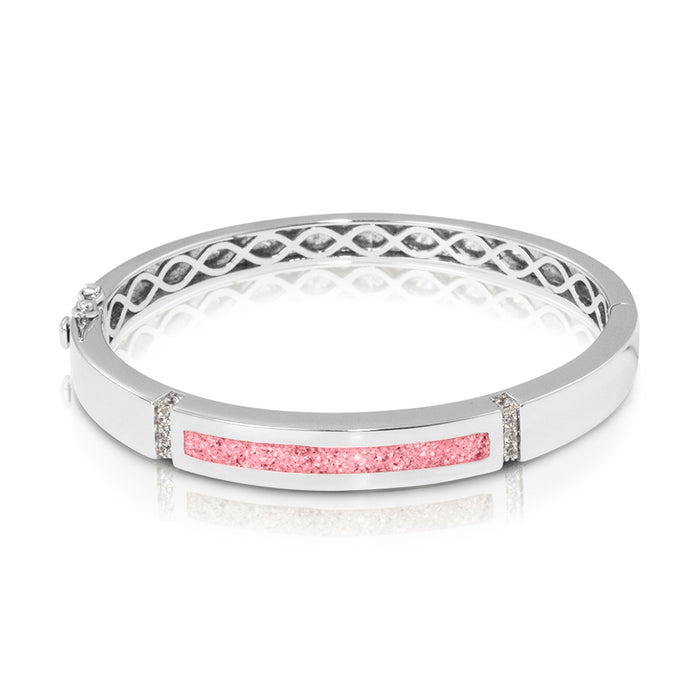 See You Memorial Ashes Silver Polished Groove Bracelet with Zircons (BL011)