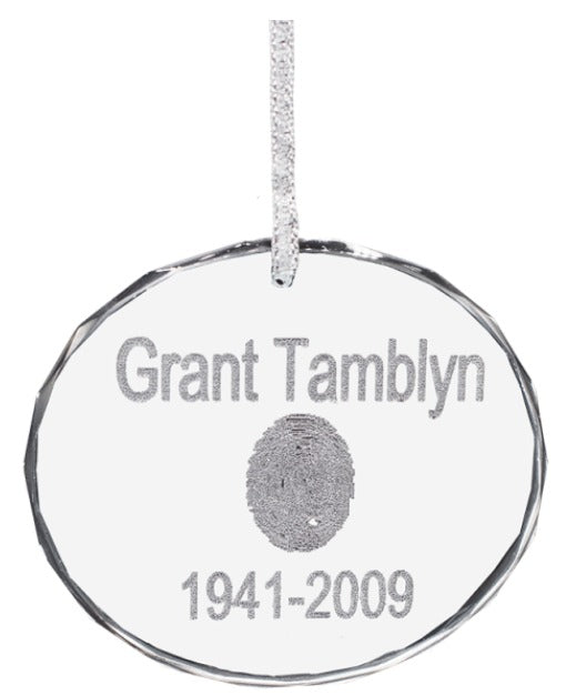Diamond Cut Edge Hanging Ornament -  Fingerprint Keepsake