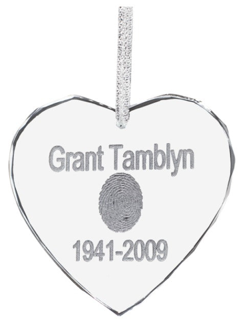 Diamond Cut Edge Hanging Ornament -  Fingerprint Keepsake