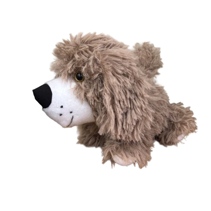 Plush memory dog  with checkered pattern made from loved ones clothes or pets bed.