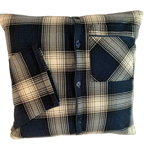memory pillow from a shirt logo made from loved ones clothes