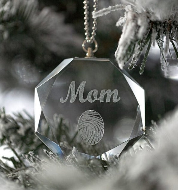 Solid Glass Hanging Ornament - Fingerprint Keepsake