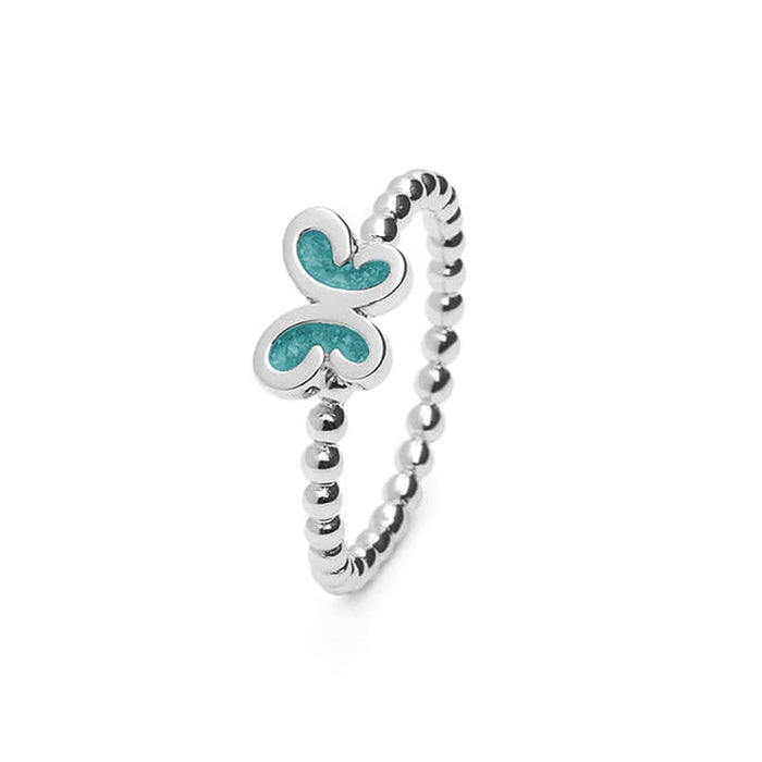 See You Memorial Ashes Silver Butterfly Bubble Ring (RG003)