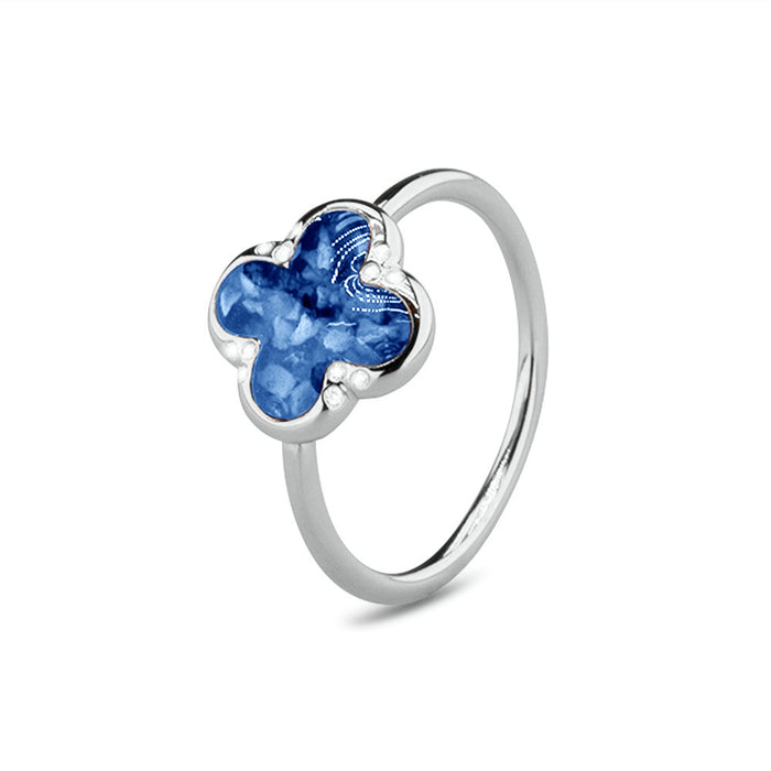 See You Memorial Ashes Four Leaf Clover Ring with Zircons  (RG009)