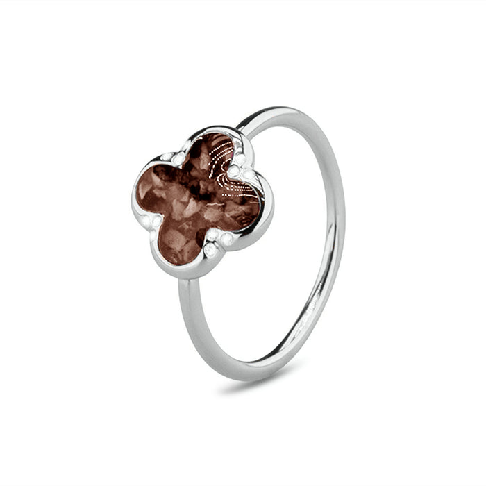 See You Memorial Ashes Four Leaf Clover Ring with Zircons  (RG009)