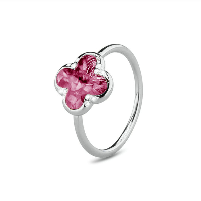 See You Memorial Ashes Four Leaf Clover Ring with Zircons  (RG009)