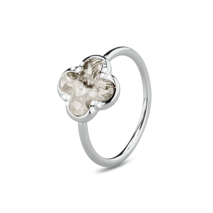 See You Memorial Ashes Four Leaf Clover Ring with Zircons  (RG009)