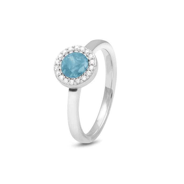 See You Memorial Ashes Silver Ring with a Plain Band & Zircon Circle (RG010)