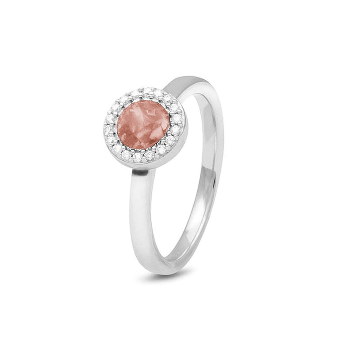 See You Memorial Ashes Silver Ring with a Plain Band & Zircon Circle (RG010)