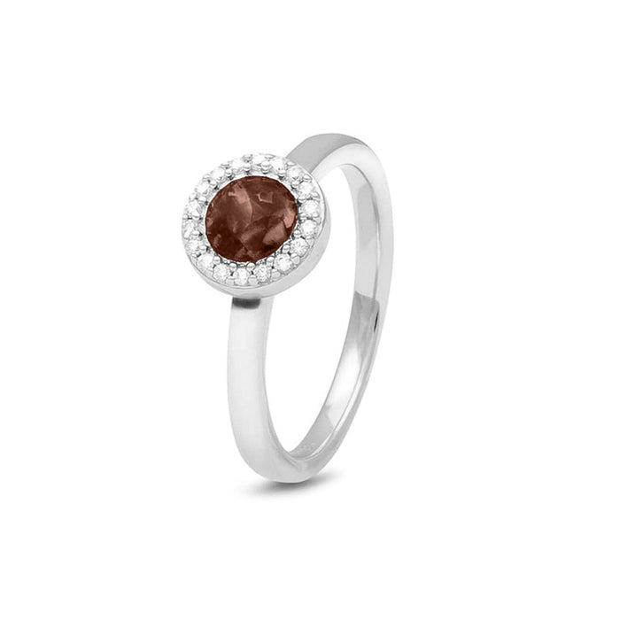See You Memorial Ashes Silver Ring with a Plain Band & Zircon Circle (RG010)
