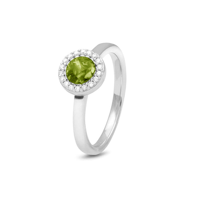 See You Memorial Ashes Silver Ring with a Plain Band & Zircon Circle (RG010)