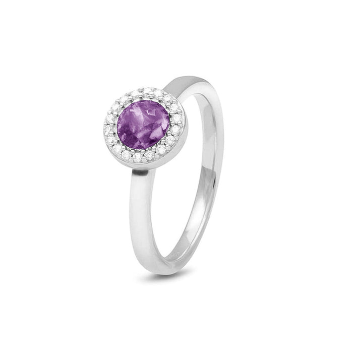 See You Memorial Ashes Silver Ring with a Plain Band & Zircon Circle (RG010)