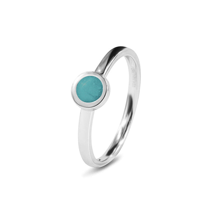 See You Memorial Ashes Simple Silver Ring with a Plain Band and Circle (RG012)