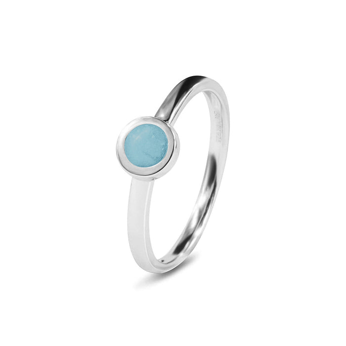 See You Memorial Ashes Simple Silver Ring with a Plain Band and Circle (RG012)