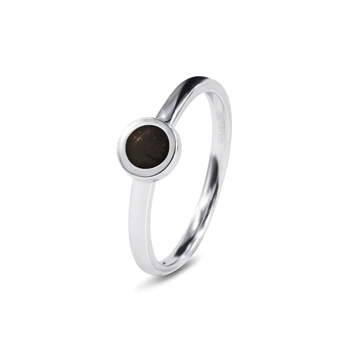 See You Memorial Ashes Simple Silver Ring with a Plain Band and Circle (RG012)