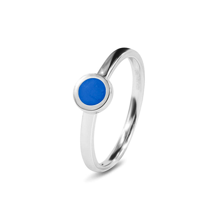 See You Memorial Ashes Simple Silver Ring with a Plain Band and Circle (RG012)