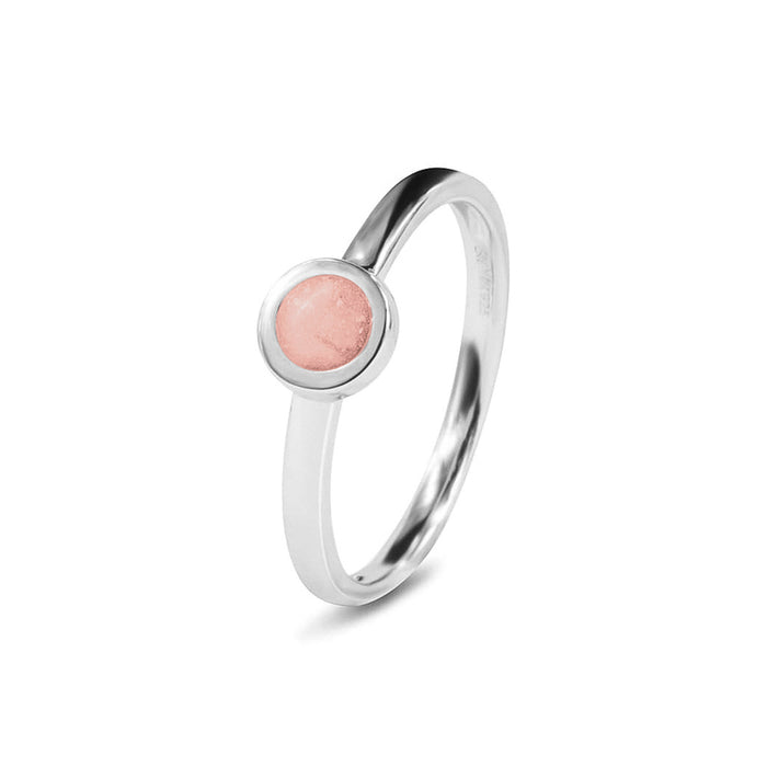 See You Memorial Ashes Simple Silver Ring with a Plain Band and Circle (RG012)