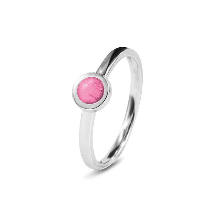 See You Memorial Ashes Simple Silver Ring with a Plain Band and Circle (RG012)