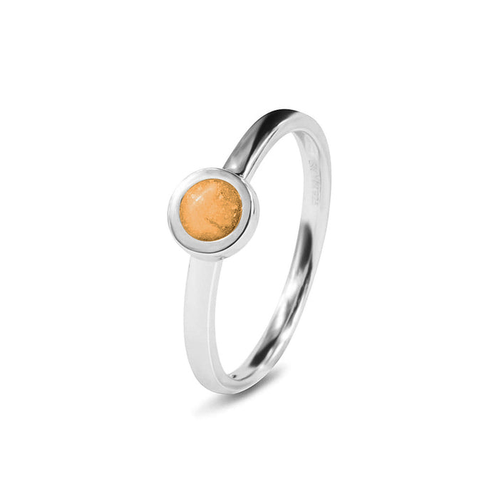 See You Memorial Ashes Simple Silver Ring with a Plain Band and Circle (RG012)