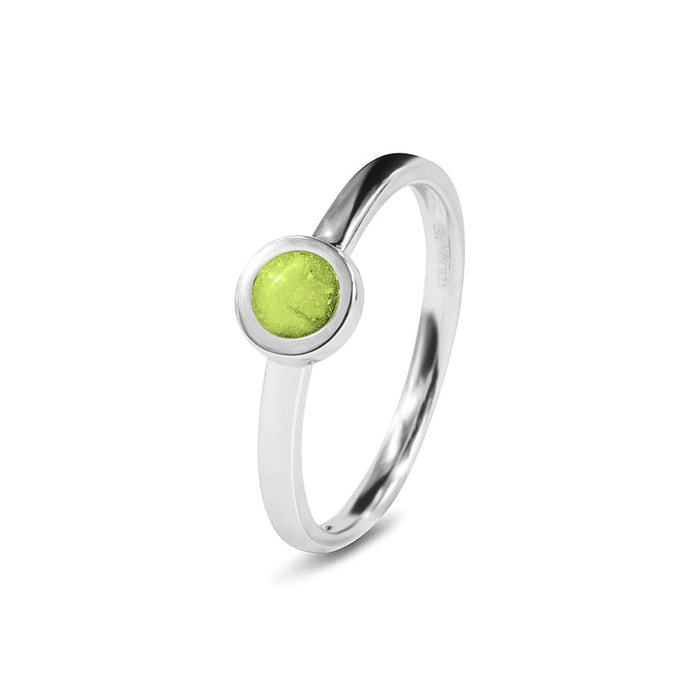 See You Memorial Ashes Simple Silver Ring with a Plain Band and Circle (RG012)