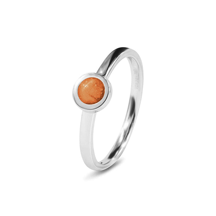 See You Memorial Ashes Simple Silver Ring with a Plain Band and Circle (RG012)