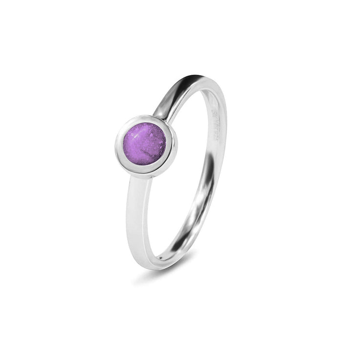 See You Memorial Ashes Simple Silver Ring with a Plain Band and Circle (RG012)