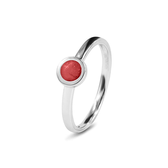 See You Memorial Ashes Simple Silver Ring with a Plain Band and Circle (RG012)