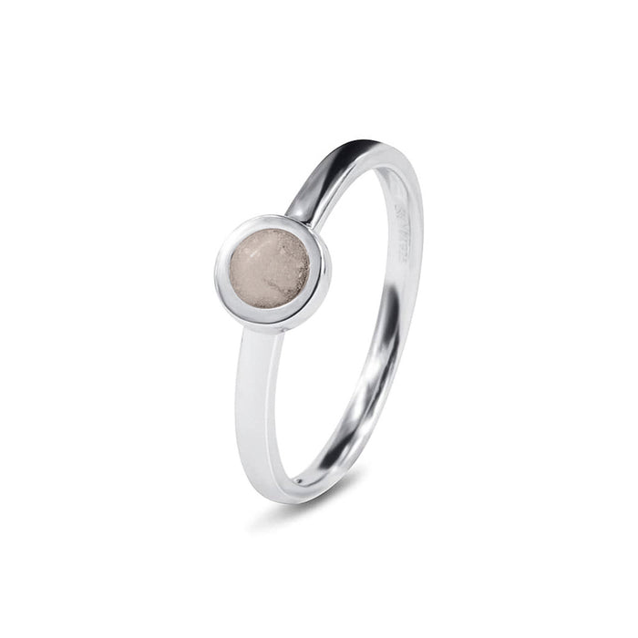 See You Memorial Ashes Simple Silver Ring with a Plain Band and Circle (RG012)