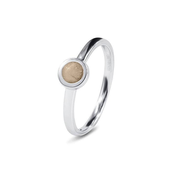 See You Memorial Ashes Simple Silver Ring with a Plain Band and Circle (RG012)