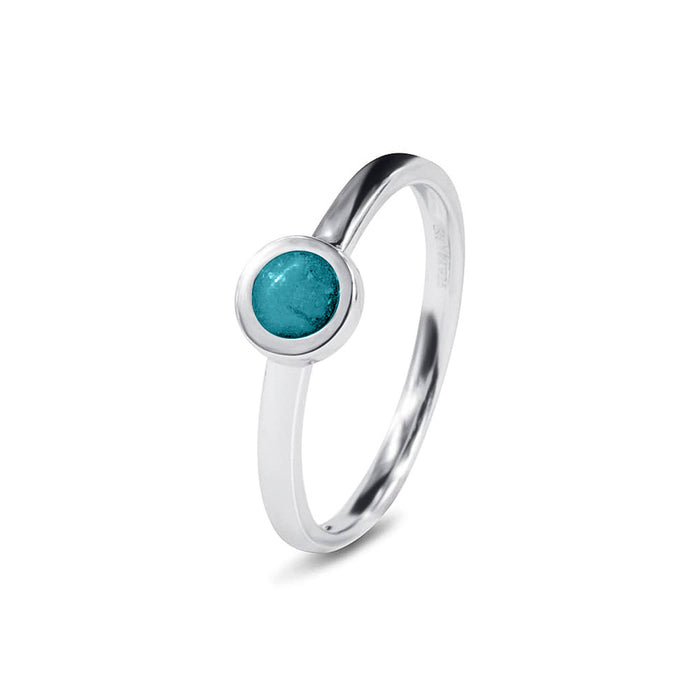See You Memorial Ashes Simple Silver Ring with a Plain Band and Circle (RG012)