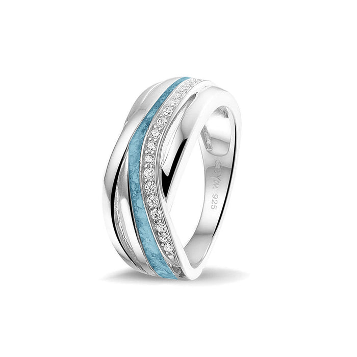 See You Memorial Ashes Silver Twisted Band Ring with Zircons (RG013)