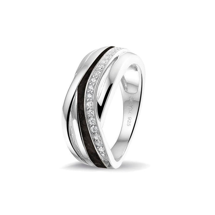 See You Memorial Ashes Silver Twisted Band Ring with Zircons (RG013)