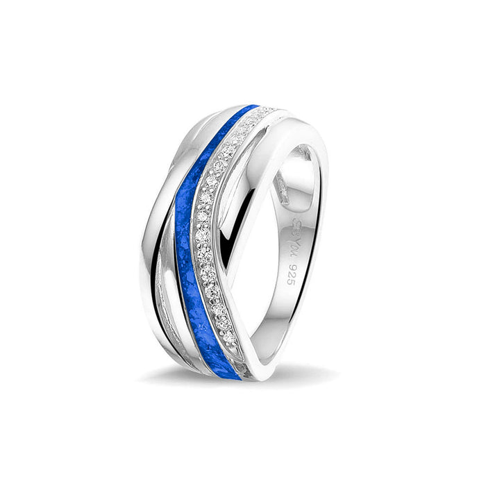 See You Memorial Ashes Silver Twisted Band Ring with Zircons (RG013)
